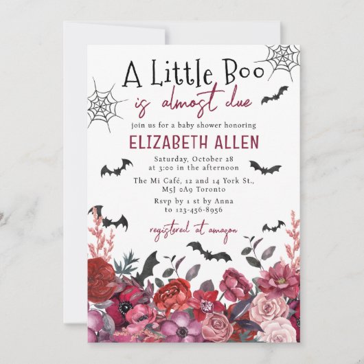 Een beetje Boo Halloween Flowers Baby shower Kaart (Voorkant)