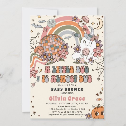 Een beetje Boo Halloween Ghost Retro Baby shower Kaart (Voorkant)