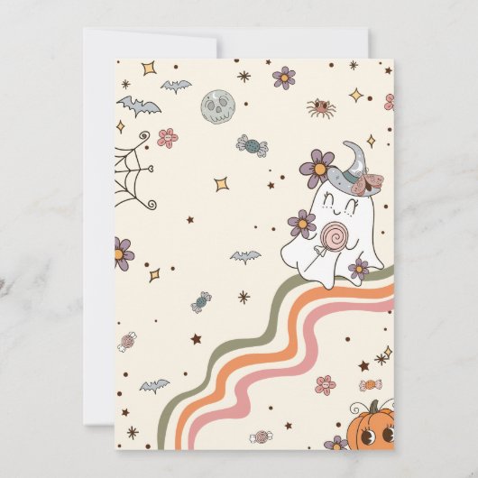 Een beetje Boo Halloween Ghost Retro Baby shower Kaart (Achterkant)