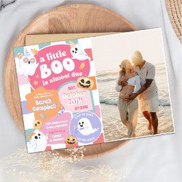 Een beetje Boo Halloween Groovy Baby shower Party Kaart