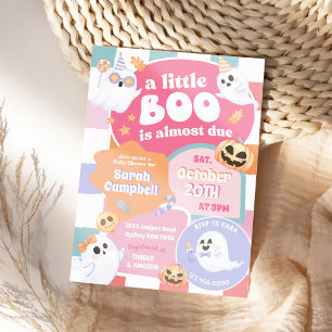 Een beetje Boo Halloween Groovy Baby shower Party Kaart