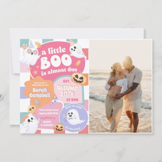 Een beetje Boo Halloween Groovy Baby shower Party Kaart (Voorkant)