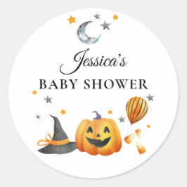 Een beetje Boo Halloween pompoen Baby shower plein Ronde Sticker