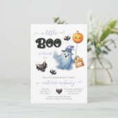 Een beetje Boo Halloween Waterverf Baby shower Kaart (Staand voorkant)