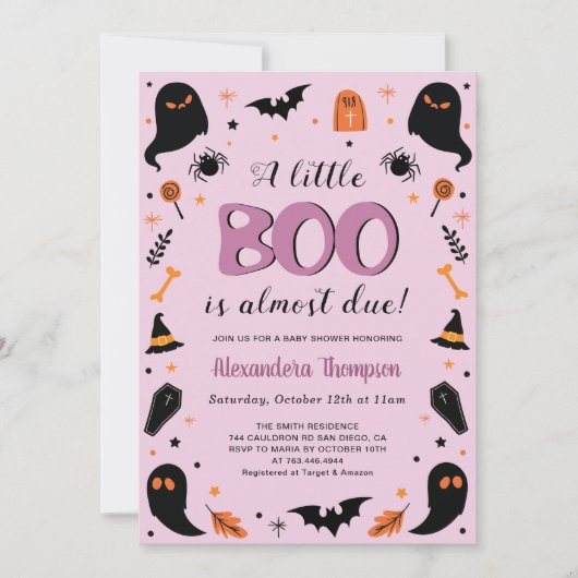 Een beetje Boo Halloween Witch Baby shower Kaart (Voorkant)