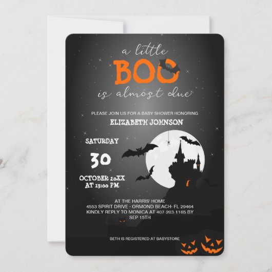 Een beetje Boo heeft bijna Halloween Baby shower Kaart (Voorkant)