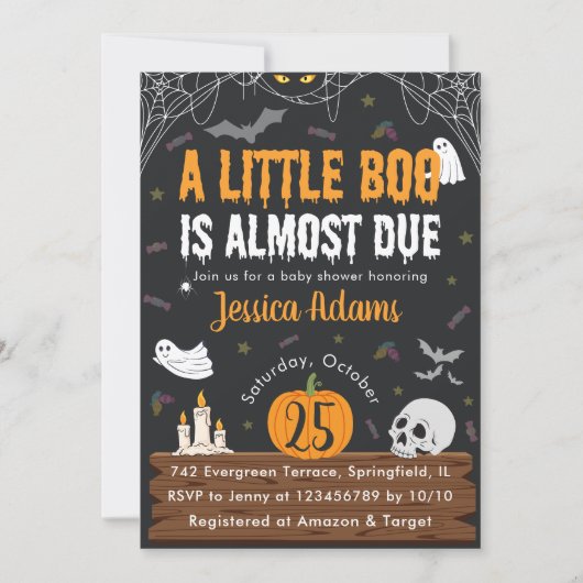 Een beetje Boo heeft bijna Halloween Baby shower Kaart (Voorkant)