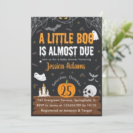 Een beetje Boo heeft bijna Halloween Baby shower Kaart (Staand voorkant)