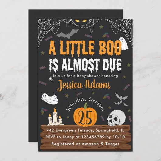 Een beetje Boo heeft bijna Halloween Baby shower Kaart (Voorkant / Achterkant)