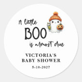 Een beetje Boo is bijna het gevolg van Baby shower Ronde Sticker (Voorkant)