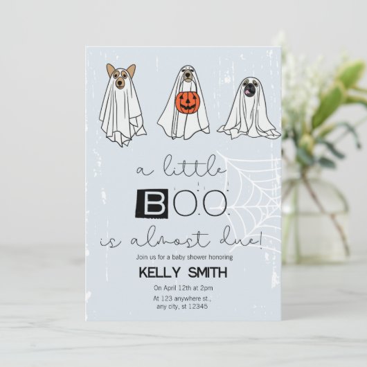 Een beetje Boo is bijna te wijten Boy Baby shower  Kaart (Staand voorkant)