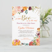 Een beetje Boo On The Way Gold Autumn Baby shower Kaart (Staand voorkant)