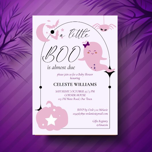 Een beetje boo pastel roze Halloween baby shower Kaart