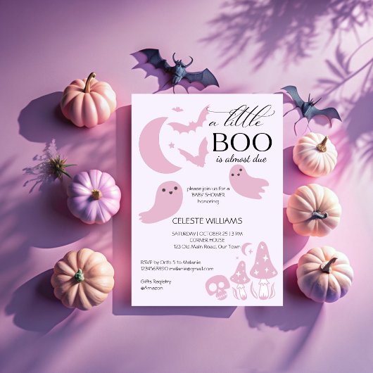 Een beetje boo pastel roze Halloween baby shower Kaart