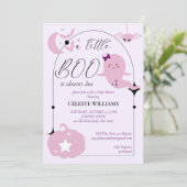 Een beetje boo pastel roze Halloween baby shower Kaart (Staand voorkant)