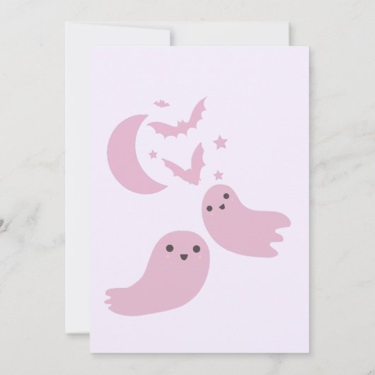 Een beetje boo pastel roze Halloween baby shower Kaart (Achterkant)