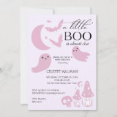 Een beetje boo pastel roze Halloween baby shower Kaart (Voorkant)