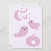 Een beetje boo pastel roze Halloween baby shower Kaart (Achterkant)