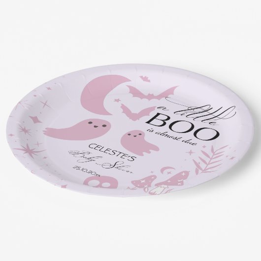 Een beetje boo pastel roze Halloween baby shower Papieren Bordje (Gekanteld)