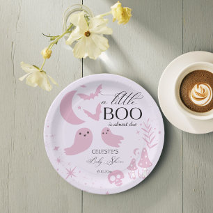 Een beetje boo pastel roze Halloween baby shower Papieren Bordje