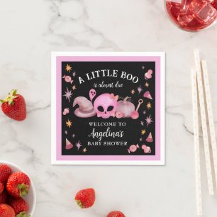 Een beetje Boo Pink & Black Halloween Baby shower Servet