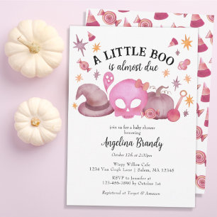 Een beetje Boo Pink Girly Halloween Baby shower Kaart