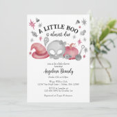 Een beetje Boo Pink & Grey Halloween Baby shower Kaart (Staand voorkant)