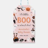 Een beetje Boo Pink Halloween Baby shower Cadeaulabel (Voorkant)