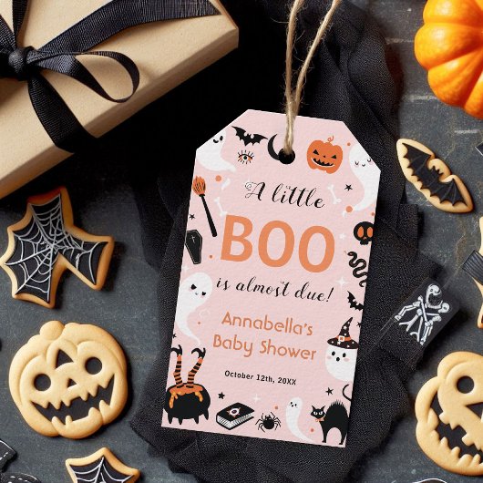 Een beetje Boo Pink Halloween Baby shower Cadeaulabel