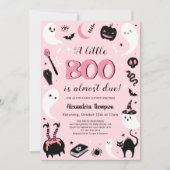 Een beetje Boo Pink Halloween Baby shower Kaart (Voorkant)