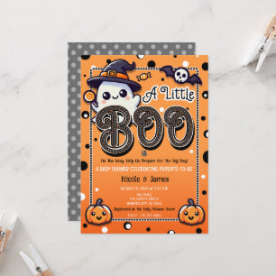 Een beetje Boo polka stippen Halloween baby shower Kaart