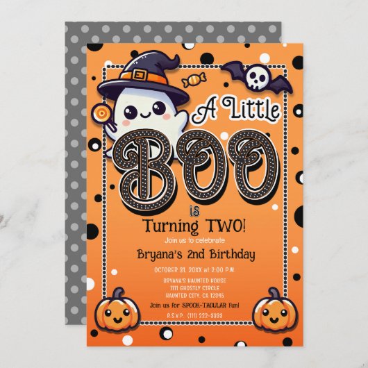 Een beetje boo polka stippen Halloween verjaardags Kaart (Voorkant / Achterkant)