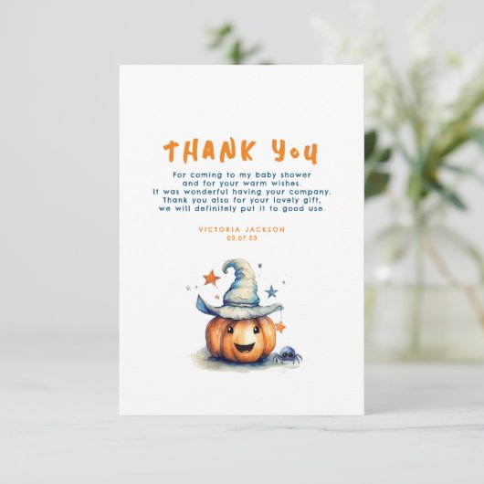 Een beetje boo pompoen schattig halloween dank je bedankkaart (Staand voorkant)