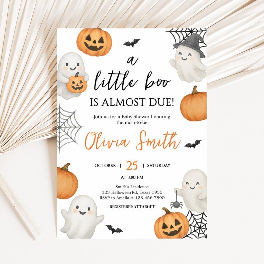 Een beetje Boo Pumpkin Halloween Baby shower Kaart