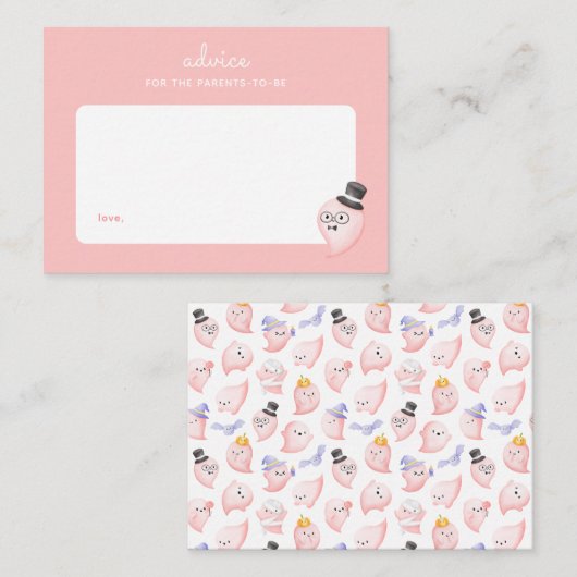 Een beetje boo roze Baby shower Ouderschap advies Notitiekaartje (Voorkant / Achterkant)