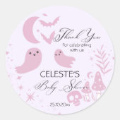 Een beetje boo roze Halloween baby shower gunst Ronde Sticker (Voorkant)