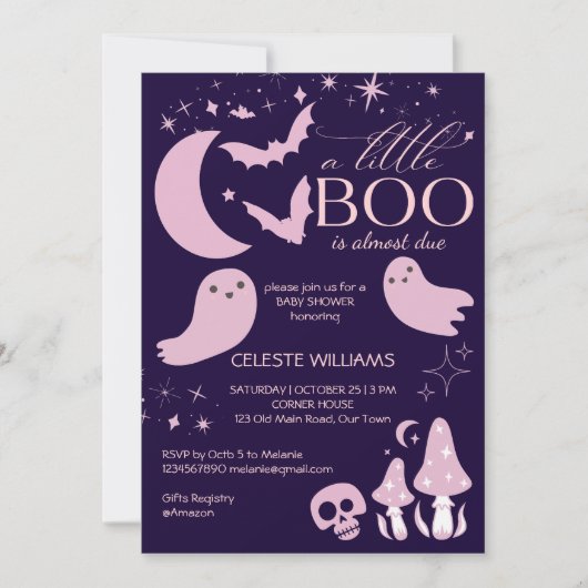 Een beetje boo roze Halloween baby shower Kaart (Voorkant)