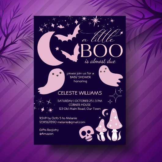 Een beetje boo roze Halloween baby shower Kaart