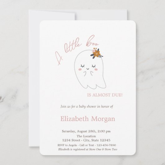 Een beetje Boo Schattige Ghost Striped Halloween Kaart (Voorkant)