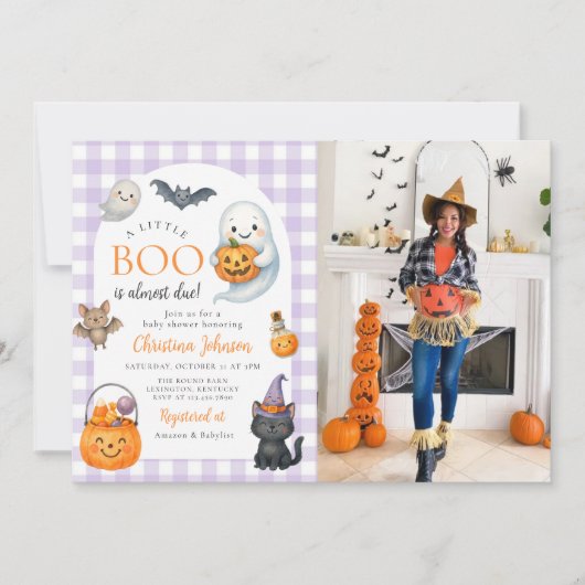 Een beetje Boo Schattige Halloween Baby shower Fot Kaart (Voorkant)