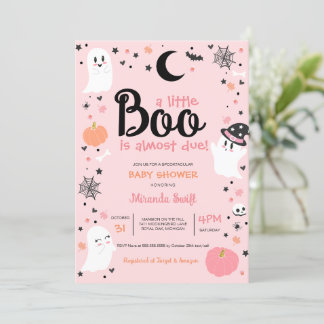 Een beetje Boo Schattige Halloween Ghost Pink Baby Kaart