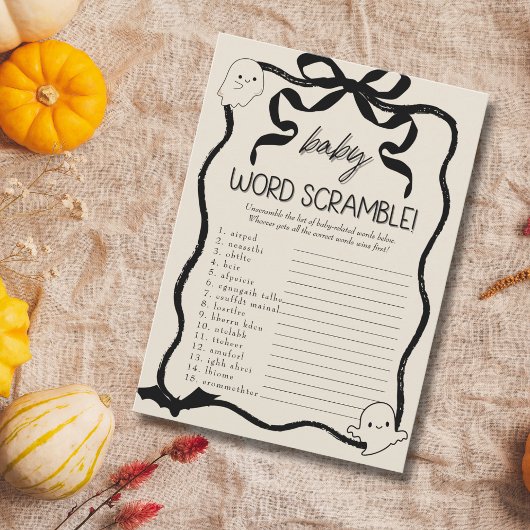 Een beetje Boo Word Scramble baby spel kaart