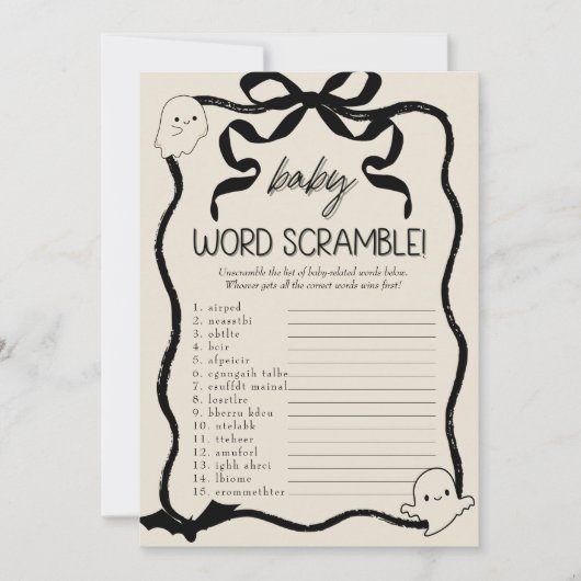 Een beetje Boo Word Scramble baby spel kaart (Voorkant)