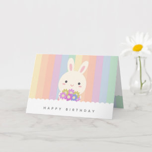 Een beetje Bunny en bloemen een gelukkige verjaard Kaart