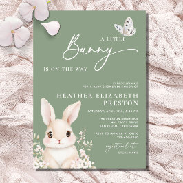Een beetje Bunny Sage Green Baby shower Kaart