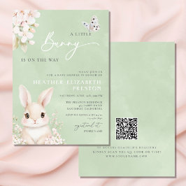 Een beetje Bunny Sage Green QR-Baby shower Kaart