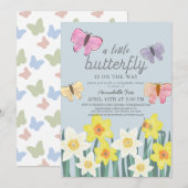 Een beetje Butterfly Daffodil Virtual Baby shower Kaart (Voorkant / Achterkant)