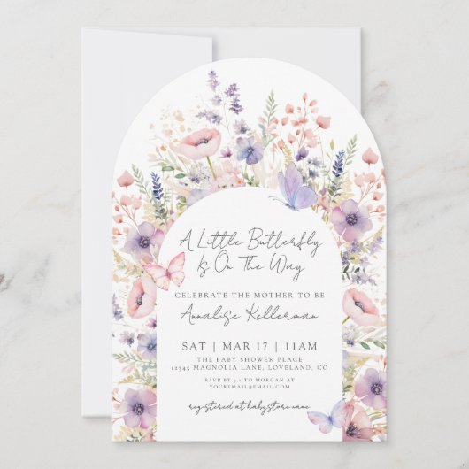 Een beetje Butterfly Floral Wildflower Baby shower Kaart (Voorkant)