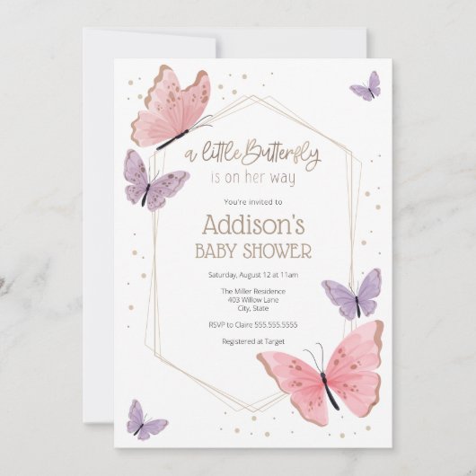 Een beetje Butterfly is onderweg naar Baby shower Kaart (Voorkant)