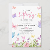 Een beetje Butterfly Waterverf Floral Baby shower Kaart (Voorkant)